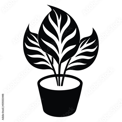 Potted Perfection Sleek Emblem Highlighting Chic Plant Pot Design Vector Design, art illustration, silhouette 