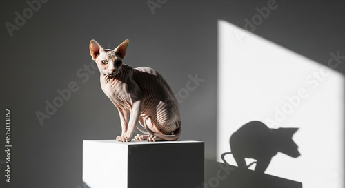 Hairless Cat with Shadow of Lion