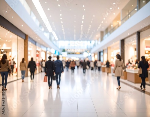 Blurred view of a busy shopping mall