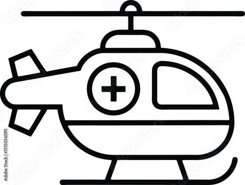 medical helicopter, hospital helicopter outline icon vector illustration design for rescue, transport, aid, health care