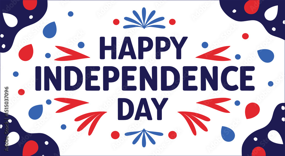 Obraz premium Happy Independence Day Celebration With Red Blue White Floral Decoration Pattern