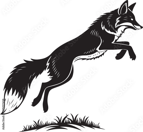 Tribal wolf head silhouette vector illustration and running horse stallion cartoon drawing