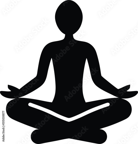 yoga meditation black silhouette vector icon isolated illustration design