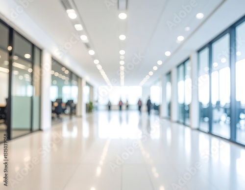 Blurry office hallway