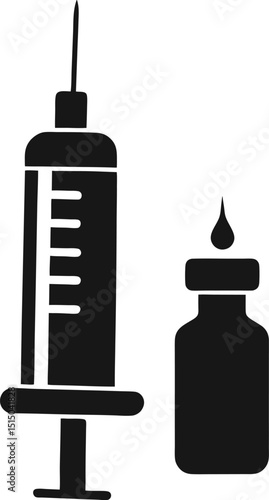 vector illustration of a syringe and vaccine bottle graphic design illustration for pharmacy, doctor, nurse, hospital
