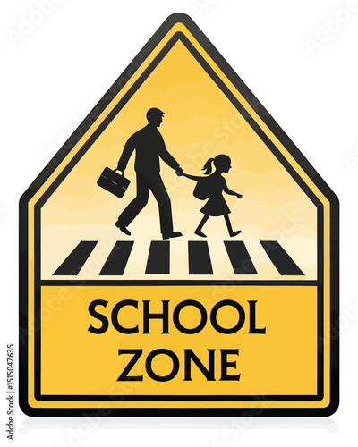 school zone sign on a white background 