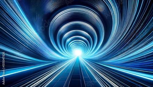 abstract image of tunnel in motion with blue hues
