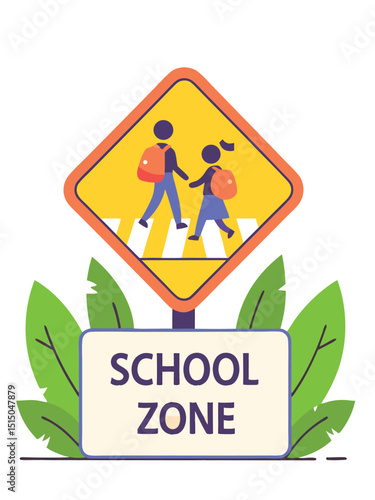 school zone sign on a white background 
