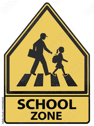 school zone sign on a white background 