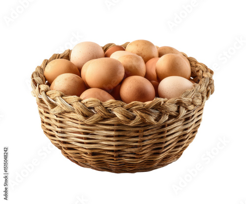 Wallpaper Mural Fresh farm eggs in a woven basket for culinary use on a transparent background, cut out Torontodigital.ca