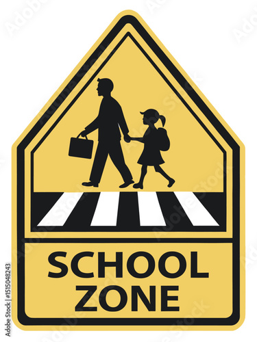 school zone sign on a white background 