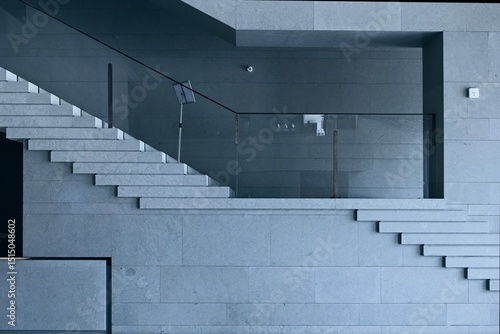 Stone stairs and glass hanrails