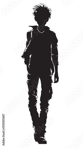 Set beautiful fashion Boy silhouette on a white background