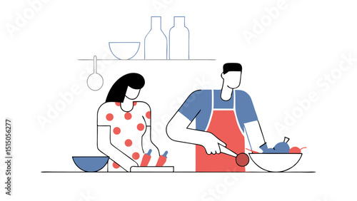 Couple cooking together in a modern kitchen