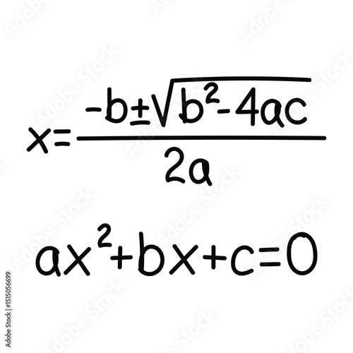 Mathematics Second Degree Equation Hand Drawn