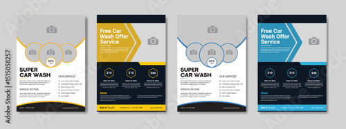 People cleaning car with sponge at car wash Creative car wash car detailing and rental flyer, car service, and price list flyer Car Wash Flyer Poster Layout bundle editable template Car Wash poster