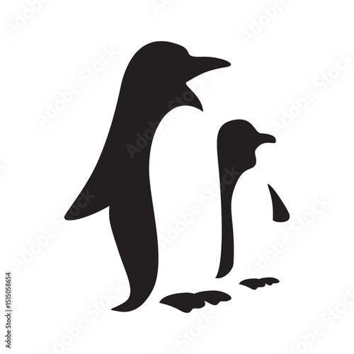 penguin silhouette design. Antarctic animal sign and symbol.