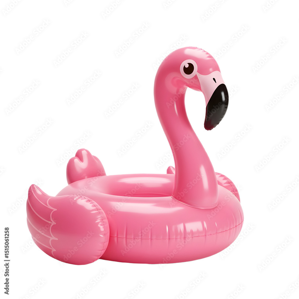A pink flamingo-shaped pool float gently bobbing on the water's surface. A pink flamingo-shaped pool float gently bobbing on the water's surface.