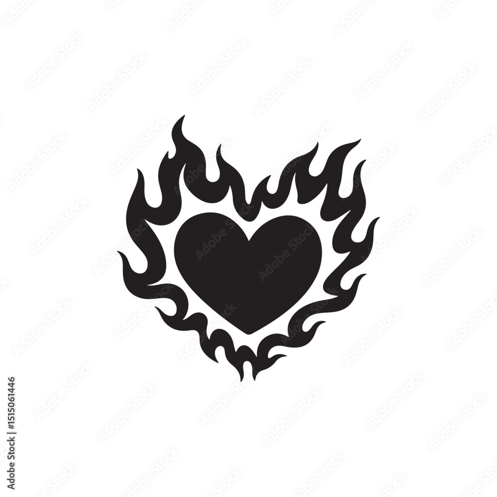 heart with fire icon silhouette heart with fire icon silhouette