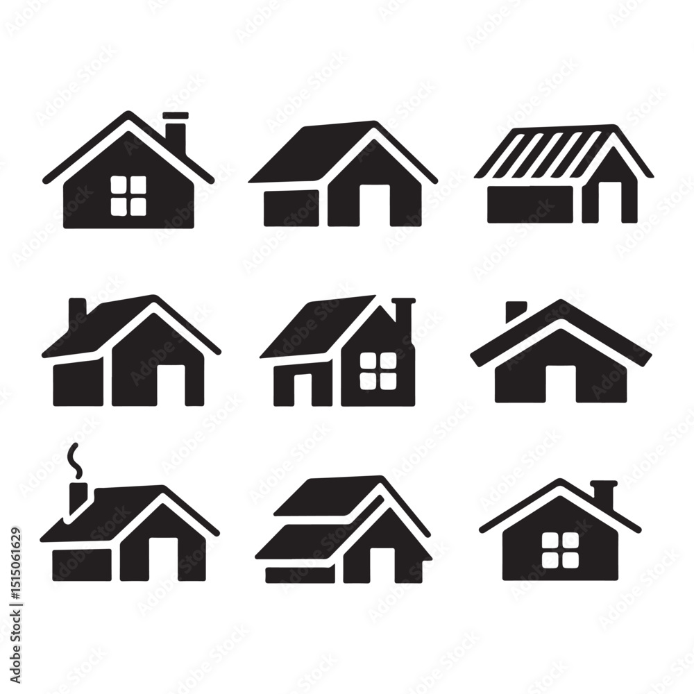 house icon set vector silhouette house icon set vector silhouette