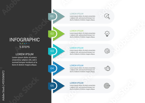 Vertical infographic timeline 5 steps template. Timeline, Business presentation. Vector illustration.