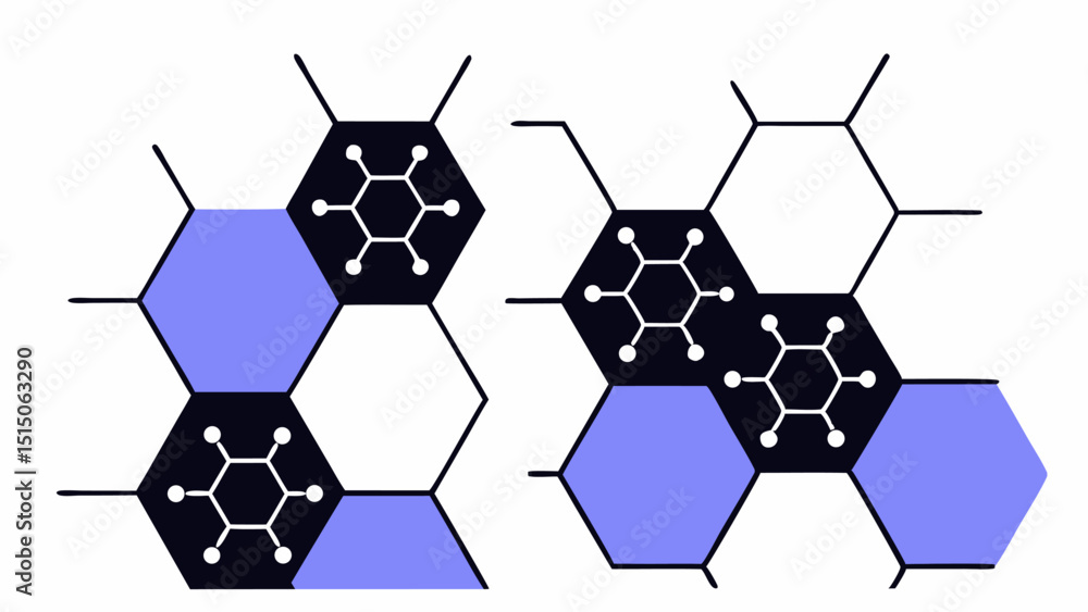 Obraz premium Abstract hexagon pattern with molecular structures