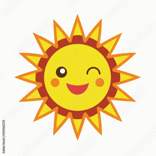 Vector icon summer sun with a smiling face on white background  of Adobe Illustrator Artwork