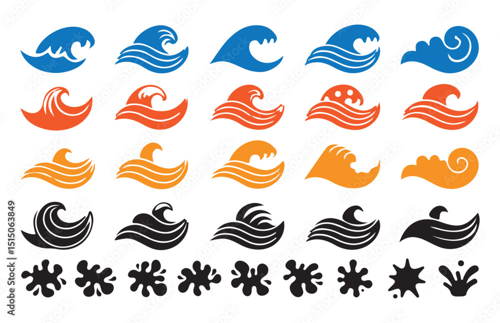 Splash water drop shapes vector. Splash icon symbol. Vector illustration splash water on white background Splash water drop shapes vector. Splash icon symbol. Vector illustration splash water on white background