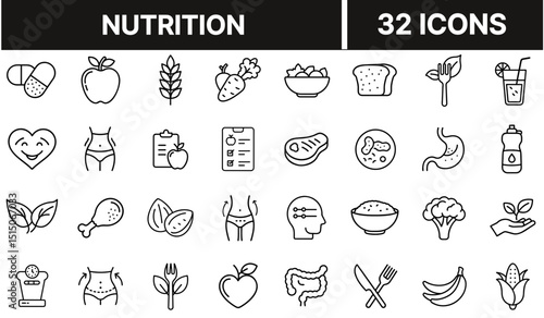 Nutrition Icon Representing Healthy Eating, Balanced Diet, Vitamins, Food Labels, Wellness, and Nutritional Information