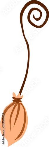Brown, Halloween, magical witchcraft broom