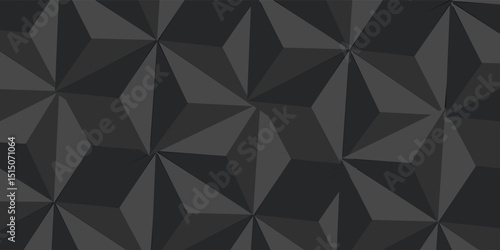 Black grey abstract vector background. Geometric monochrome mosaic composed of triangles. Dark polygons wallpaper. Gradient. Shadow