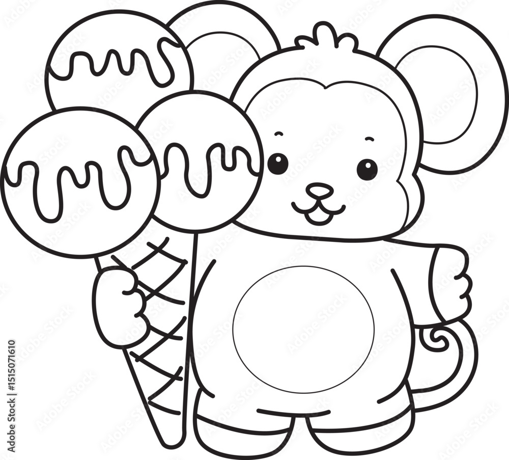Outline of Cute Monkey icon. Coloring pages of Funny baby Monkey animal series stock illustration. Outline of Cute Monkey icon. Coloring pages of Funny baby Monkey animal series stock illustration.