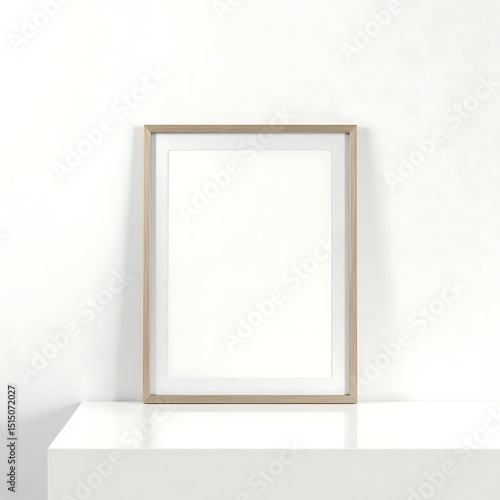 Vertical blank frame against light-colored wall in contemporary home
