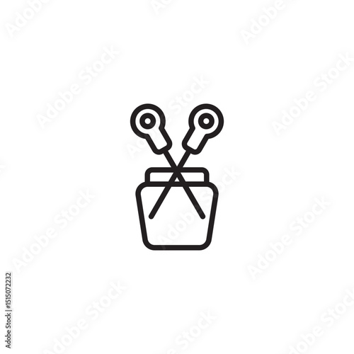 An outline icon depicting two cotton swabs or ear cleaning tools in a container, commonly used for hygiene or medical applications.