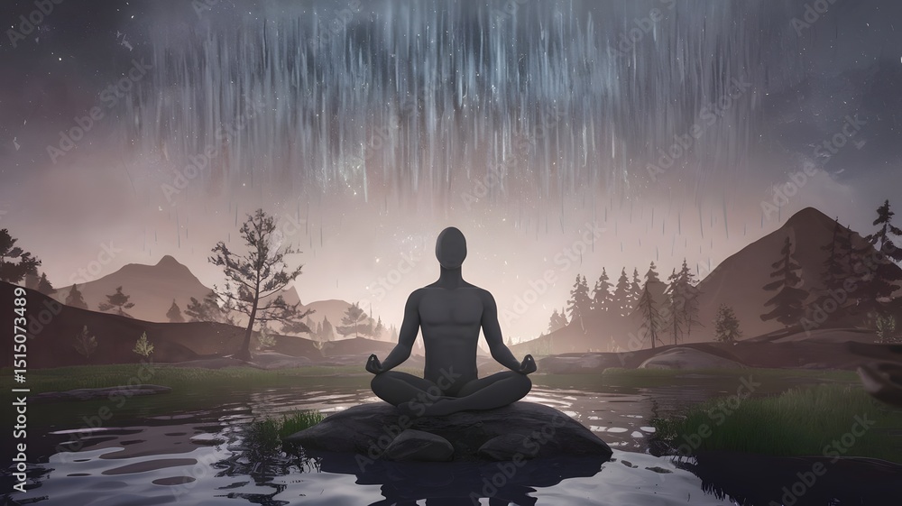 Dreamy Meditation Scene – Stars Falling Like Rain Dreamy Meditation Scene – Stars Falling Like Rain