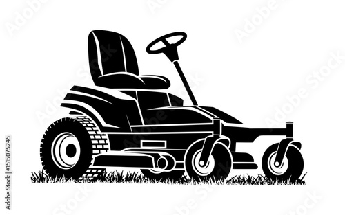 A Black and White Illustration of a Riding Lawn Mower
