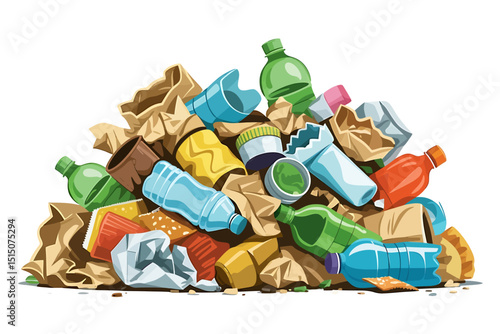A Chaotic Pile of Various Types of Trash An Illustration of Waste Management Challenges