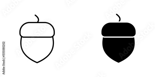 acorn set Icon Symbol isolated white background. vector illustration. color editable.