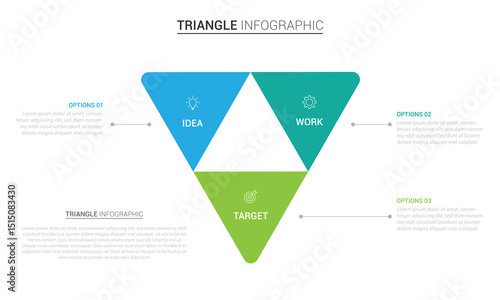 Business triangle diagram infographic design 3 steps on white background