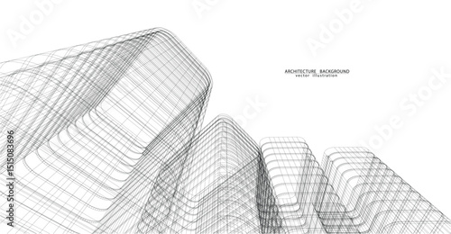 3d wireframe of building. sketch design.Vector