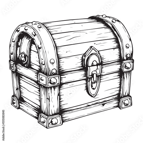 Closed Treasure Chest Silhouette Simple Black Vector for Pirate-Themed Graphics, Adventure Branding, and Storybook Illustrations