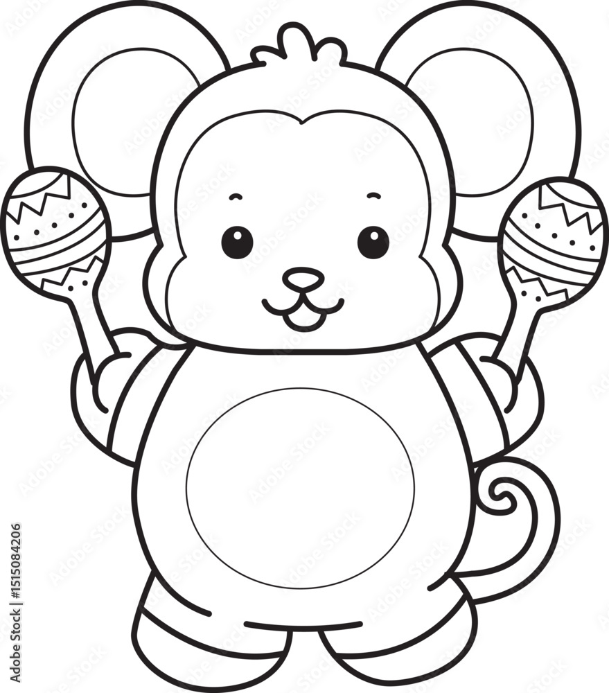 Outline of Cute Monkey icon. Lineart of Funny baby Monkey animal series stock illustration. Outline of Cute Monkey icon. Lineart of Funny baby Monkey animal series stock illustration.