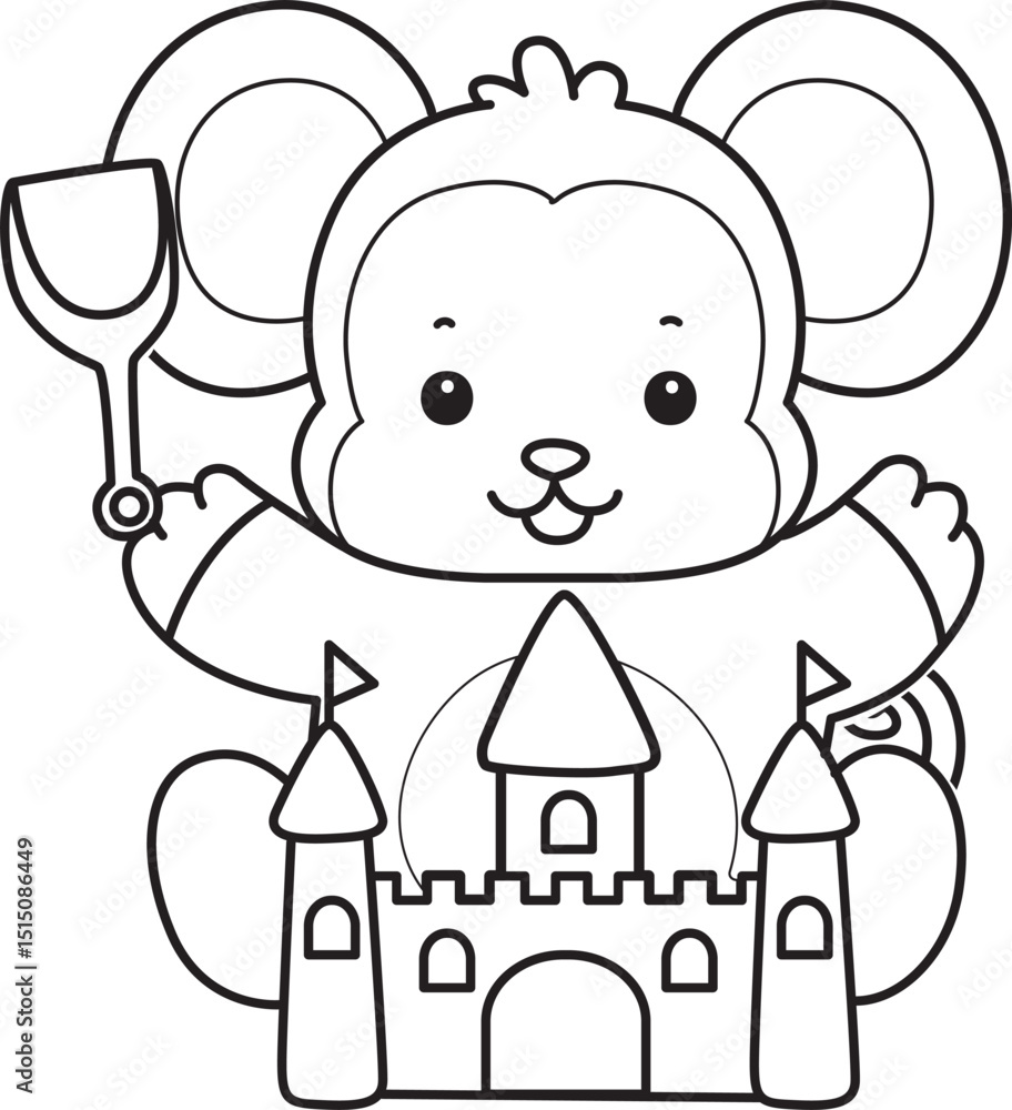 Outline of Cute Monkey icon. Lineart of Funny baby Monkey animal series stock illustration. Outline of Cute Monkey icon. Lineart of Funny baby Monkey animal series stock illustration.