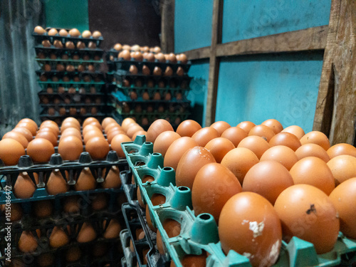 Fresh Eggs Displayed in a Local Bangladeshi Market