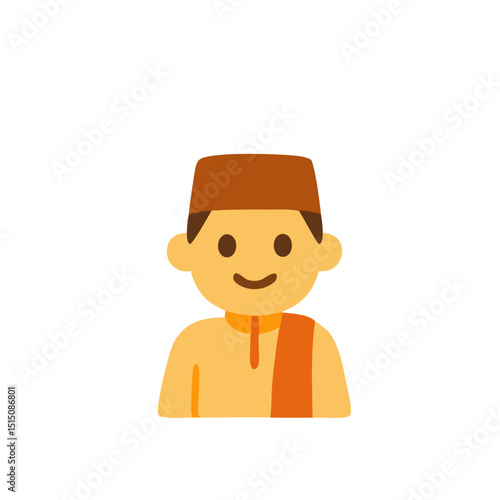 Eid alAdha a man in a brown hat gearing up for festivities. Suitable for Eidrelated designs and cultural themes.