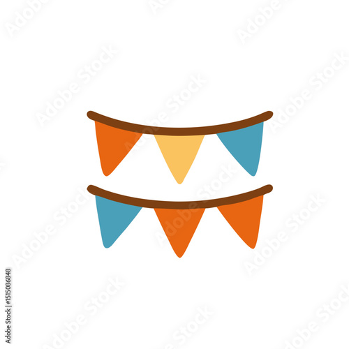 Illustration of Eid alAdha festive party flags suitable for greeting cards, social media posts, event invitations, and decorations. Festive and vibrant celebration accessory.