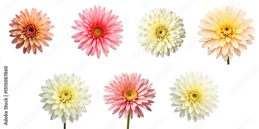 Φωτογραφία Colorful Collection of Gerbera Flowers on transparent Background Featuring Varie