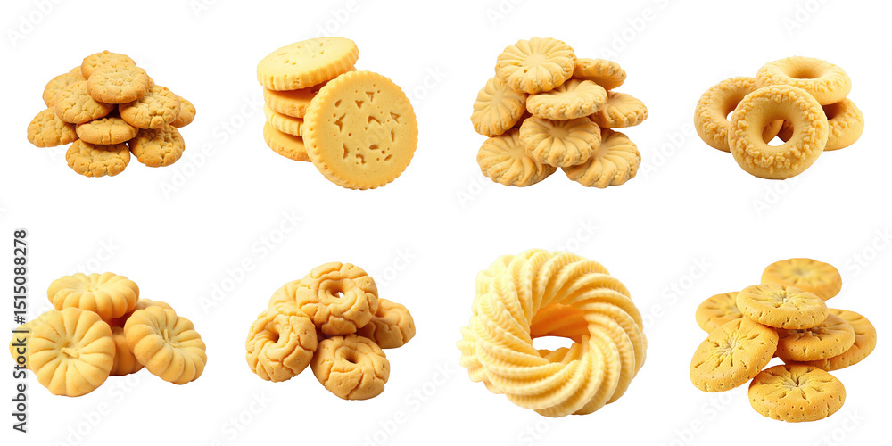 Φωτογραφία Assorted Butter Cookies on a transparent Background featuring Different Shapes a