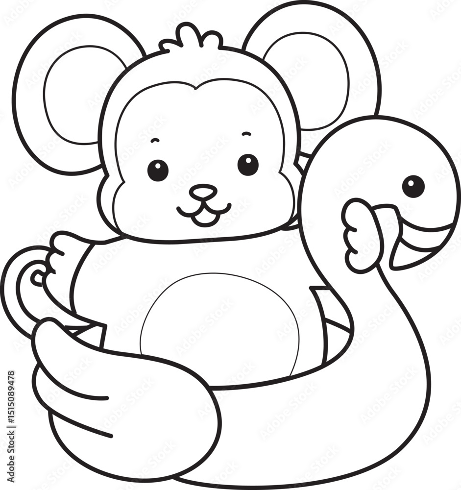 Outline of Cute Monkey icon. Lineart of Funny baby Monkey animal series stock illustration. Outline of Cute Monkey icon. Lineart of Funny baby Monkey animal series stock illustration.