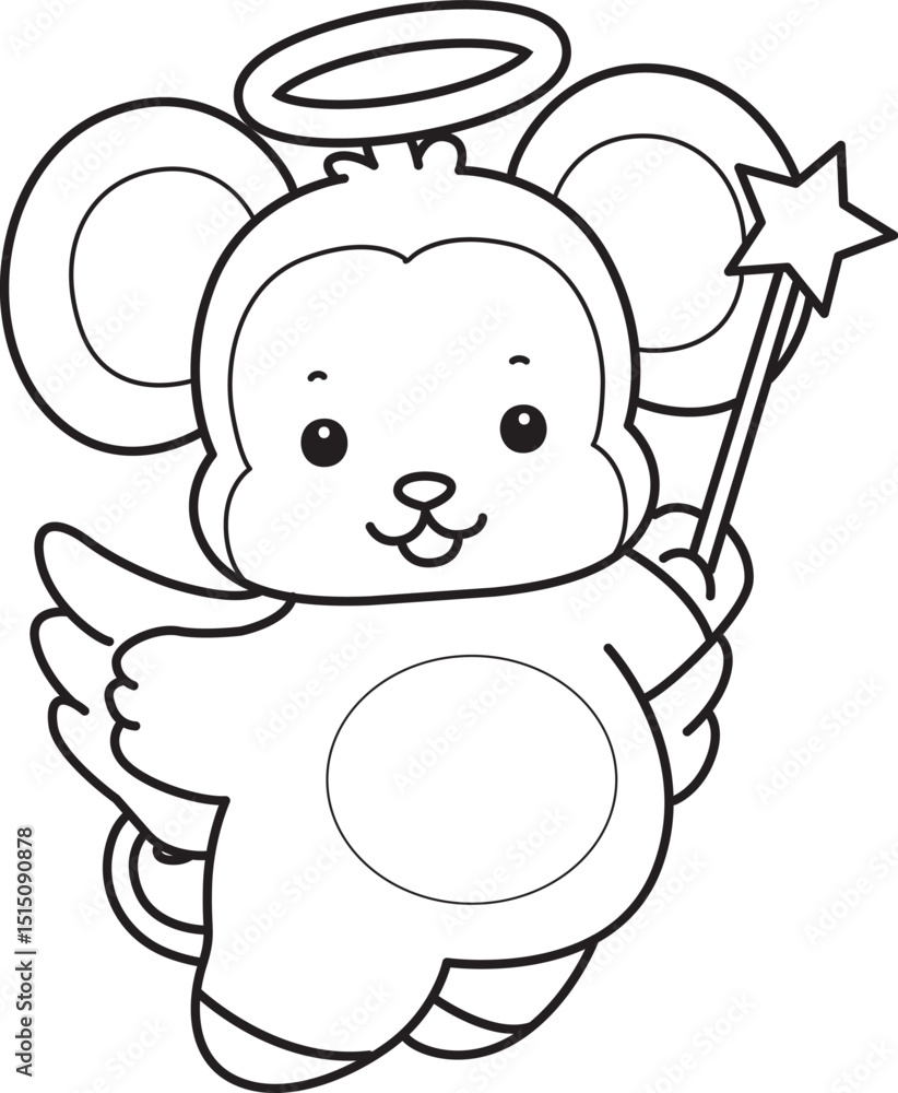 Outline of Cute Monkey icon. Lineart of Funny baby Monkey animal series stock illustration. Outline of Cute Monkey icon. Lineart of Funny baby Monkey animal series stock illustration.